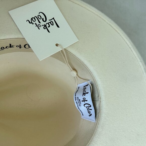 NWT Lack Of Color The Fader Wool Felt Fedora Hat Ivory w/ Tan Leather Band main image 7